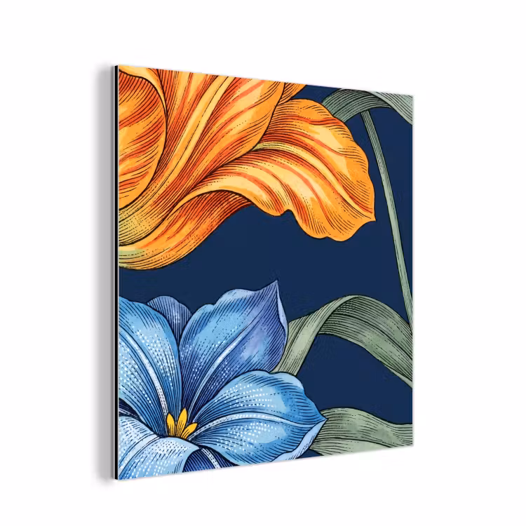 Alu-Dibond-Bild - Blumen – Botanik – Muster - Bloemen - Botanisch - Patroon aluminium wit klein