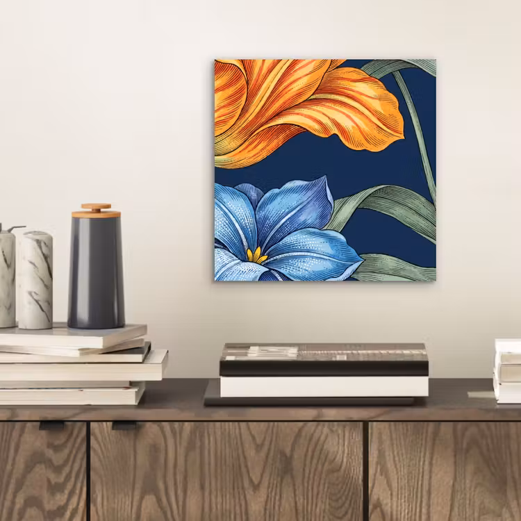 Alu-Dibond-Bild - Blumen – Botanik – Muster - Bloemen - Botanisch - Patroon aluminium wit klein