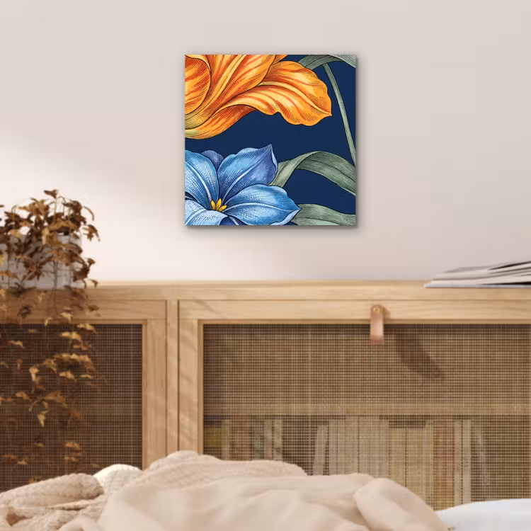 Alu-Dibond-Bild - Blumen – Botanik – Muster - Bloemen - Botanisch - Patroon aluminium wit klein