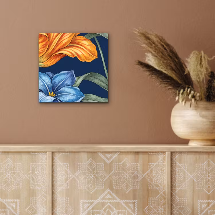 Alu-Dibond-Bild - Blumen – Botanik – Muster - Bloemen - Botanisch - Patroon aluminium wit klein