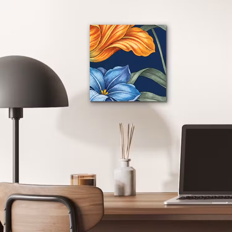 Alu-Dibond-Bild - Blumen – Botanik – Muster - Bloemen - Botanisch - Patroon aluminium wit klein