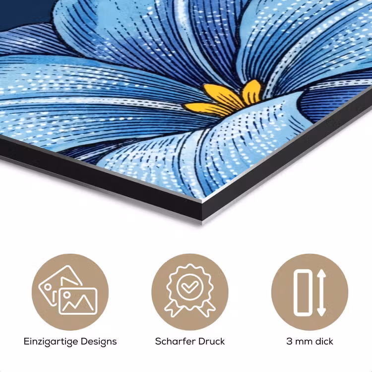 Alu-Dibond-Bild - Blumen – Botanik – Muster - Bloemen - Botanisch - Patroon aluminium wit klein