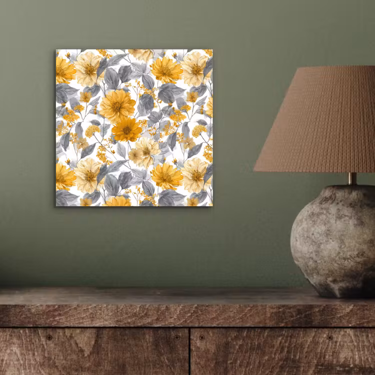 Bloemen - Botanisch - Elegant - Okergeel - Grijs aluminium wit klein 46 -sfeer2