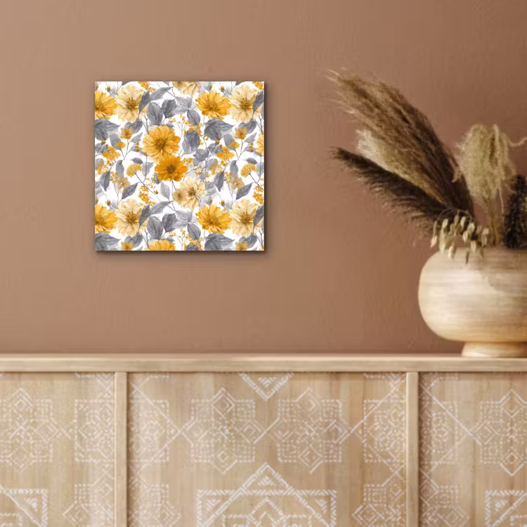 Bloemen - Botanisch - Elegant - Okergeel - Grijs aluminium wit klein 46 -sfeer4