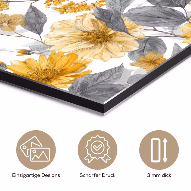 Bloemen - Botanisch - Elegant - Okergeel - Grijs aluminium wit klein 46 -closeup_DE