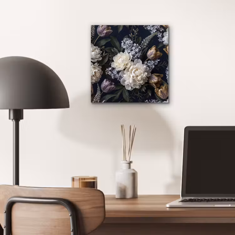 Bloemen - Donker - Elegant - Natuur - Wit aluminium wit klein -sfeer5