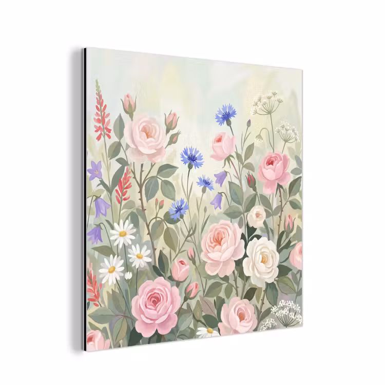 Bloemen - Tuin - Natuur - Kleurrijk aluminium wit klein -3d
