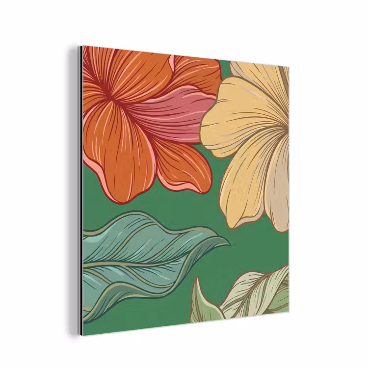 Alu-Dibond-Bild - Blumen – Grün – Illustration - Bloemen - Groen - Illustratie aluminium wit klein