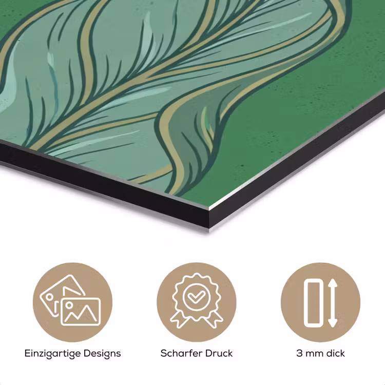 Alu-Dibond-Bild - Blumen – Grün – Illustration - Bloemen - Groen - Illustratie aluminium wit klein