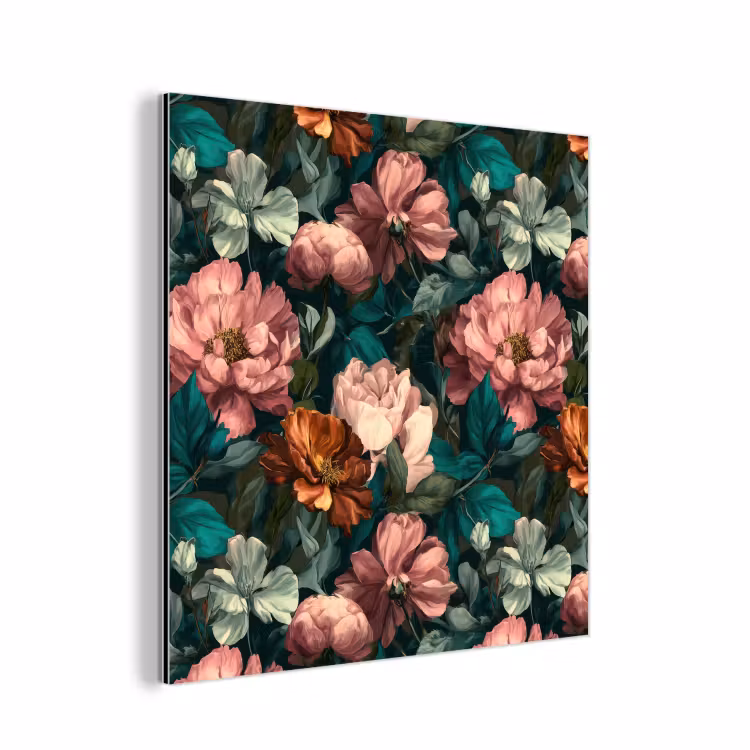 Bloemen - Schilderachtig - Patroon - Roze aluminium wit klein 46 -3d
