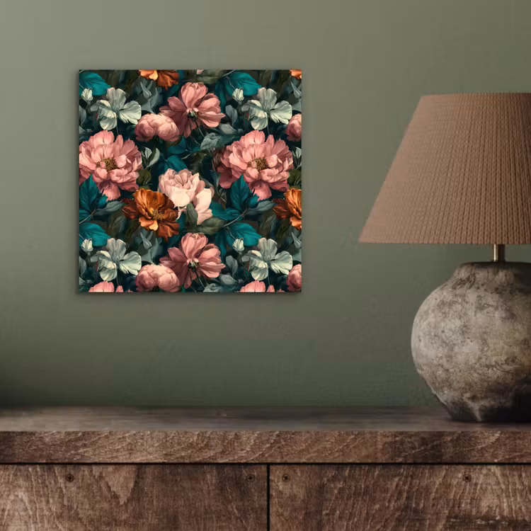 Bloemen - Schilderachtig - Patroon - Roze aluminium wit klein 46 -sfeer2