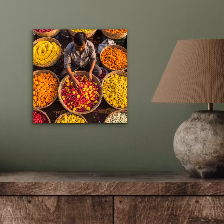 Alu-Dibond-Bild - Blumen – Markt – Bunt - Bloemen - Markt - Kleurrijk aluminium wit klein