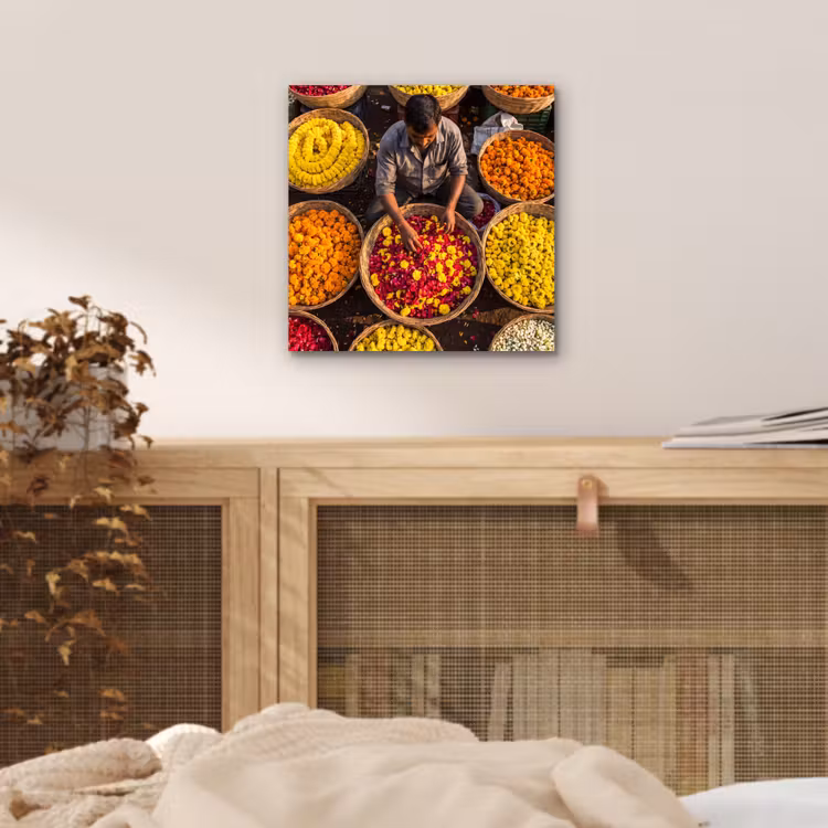 Alu-Dibond-Bild - Blumen – Markt – Bunt - Bloemen - Markt - Kleurrijk aluminium wit klein