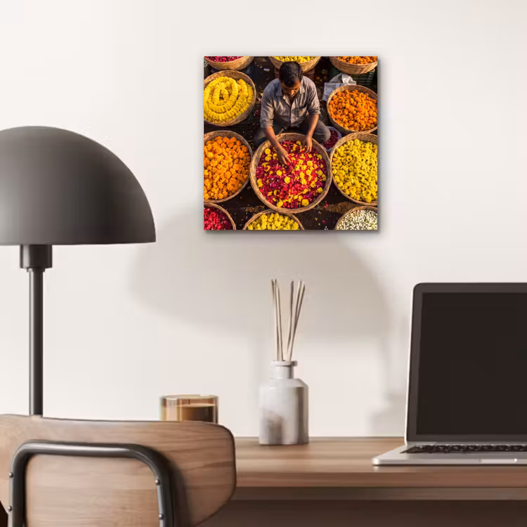 Alu-Dibond-Bild - Blumen – Markt – Bunt - Bloemen - Markt - Kleurrijk aluminium wit klein