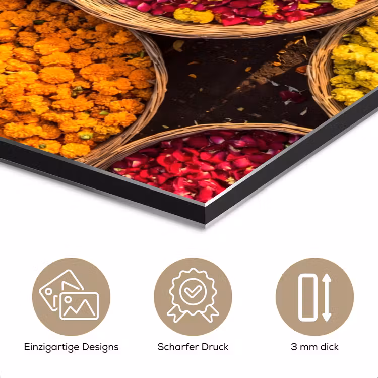 Alu-Dibond-Bild - Blumen – Markt – Bunt - Bloemen - Markt - Kleurrijk aluminium wit klein
