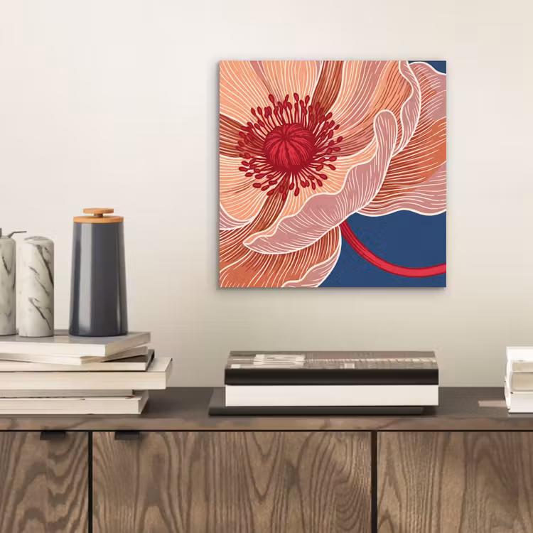Alu-Dibond-Bild - Blumen – Modern – Abstrakt - Bloemen - Modern - Abstract aluminium wit klein