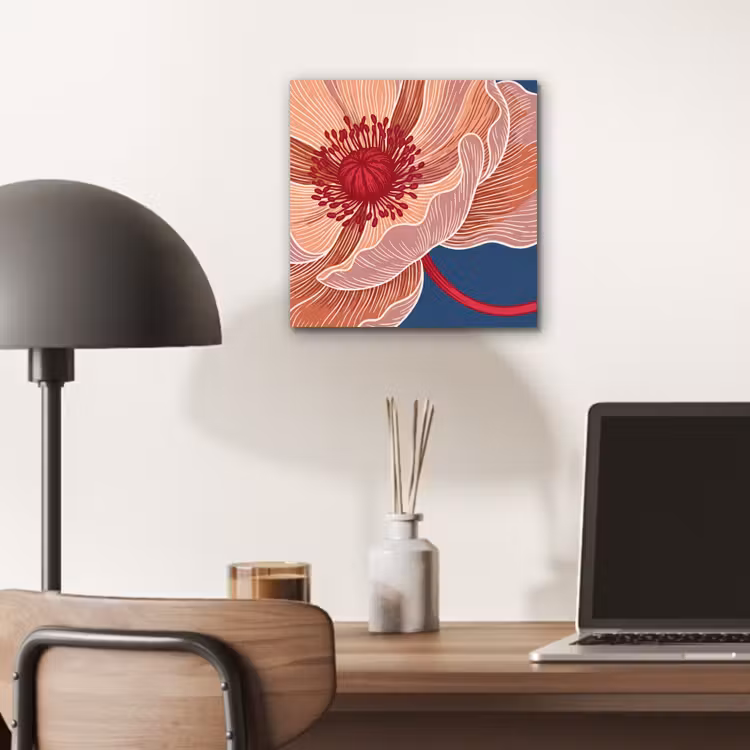 Alu-Dibond-Bild - Blumen – Modern – Abstrakt - Bloemen - Modern - Abstract aluminium wit klein