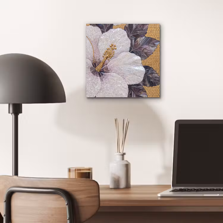 Bloemen - Mozaïek - Kunst - Modern - Goud aluminium wit klein -sfeer5
