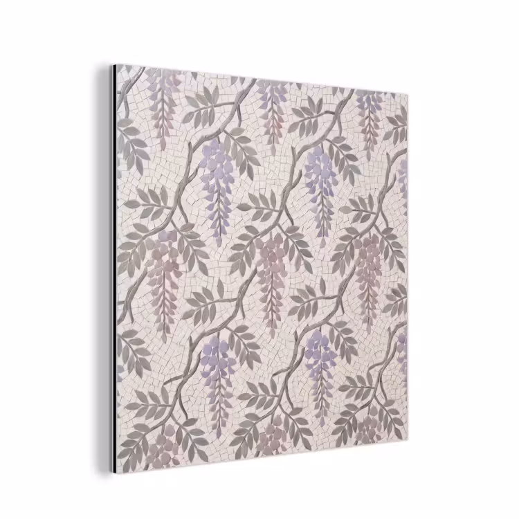 Bloemen - Mozaïek - Natuur - Patroon - Paars aluminium wit klein -3d