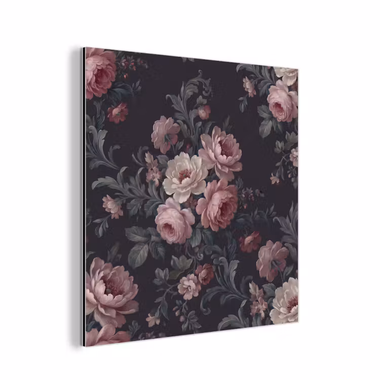 Bloemen - Patroon - Sierlijk - Roze - Donker aluminium wit klein -3d