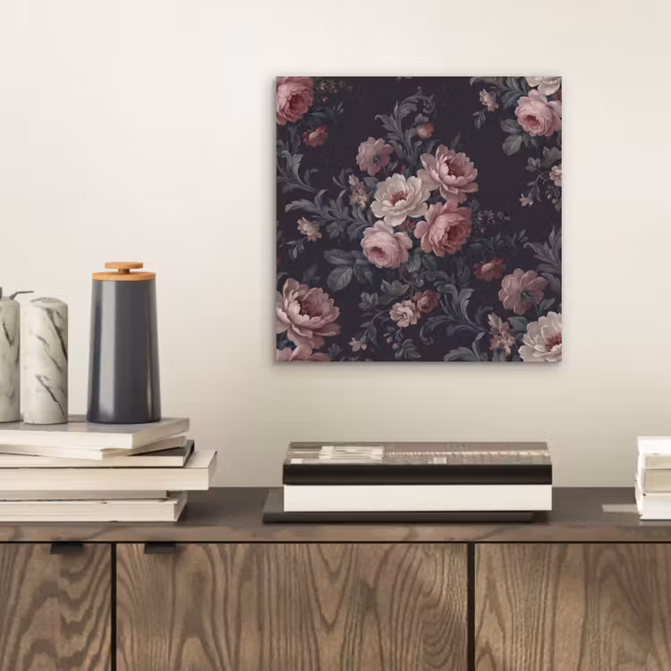 Bloemen - Patroon - Sierlijk - Roze - Donker aluminium wit klein -sfeer1