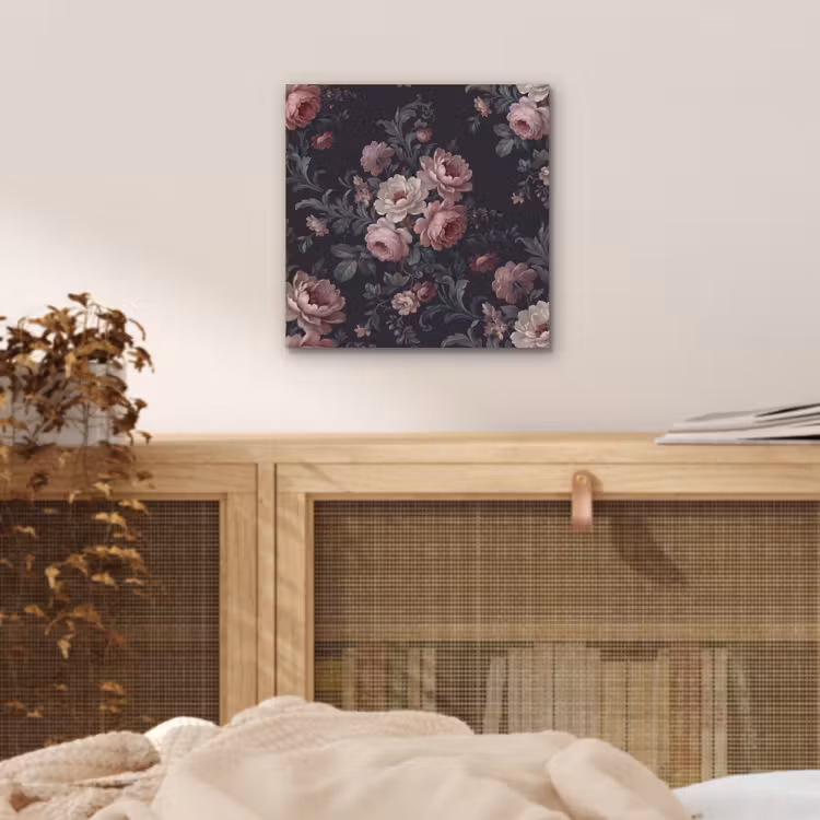 Bloemen - Patroon - Sierlijk - Roze - Donker aluminium wit klein -sfeer3