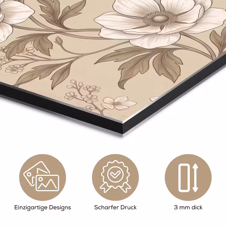 Bloemen - Patroon - Beige aluminium wit klein -closeup_DE