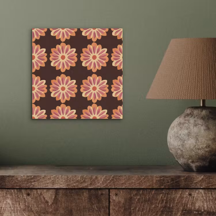 Bloemen - Patroon - Bruin aluminium wit klein 46 -sfeer2