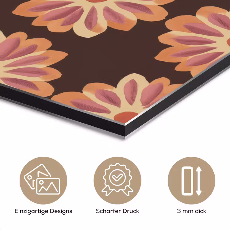 Bloemen - Patroon - Bruin aluminium wit klein 46 -closeup_DE