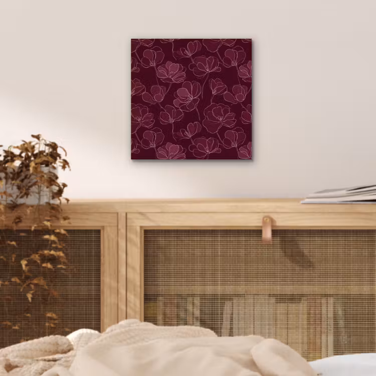 Bloemen - Patroon - Bordeauxrood aluminium wit klein 46 -sfeer3