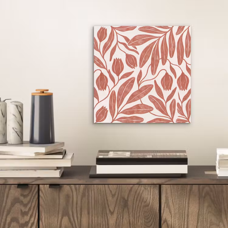 Bloemen - Patroon - Modern - Natuur - Bruin aluminium wit klein -sfeer1