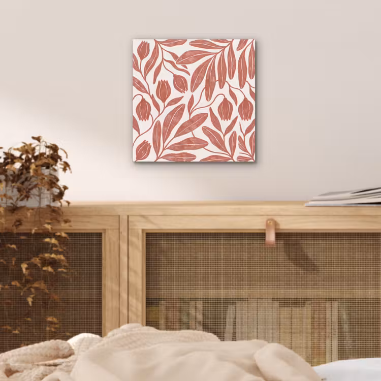 Bloemen - Patroon - Modern - Natuur - Bruin aluminium wit klein -sfeer3