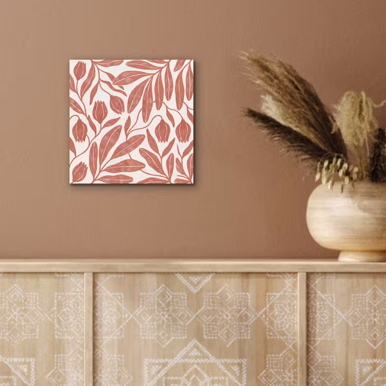 Bloemen - Patroon - Modern - Natuur - Bruin aluminium wit klein -sfeer4