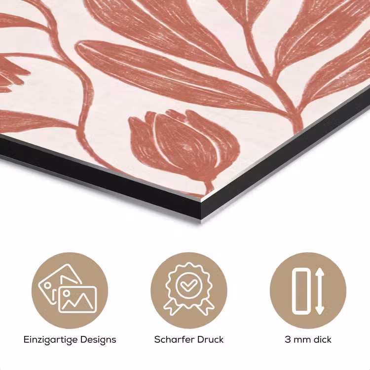 Bloemen - Patroon - Modern - Natuur - Bruin aluminium wit klein -closeup_DE