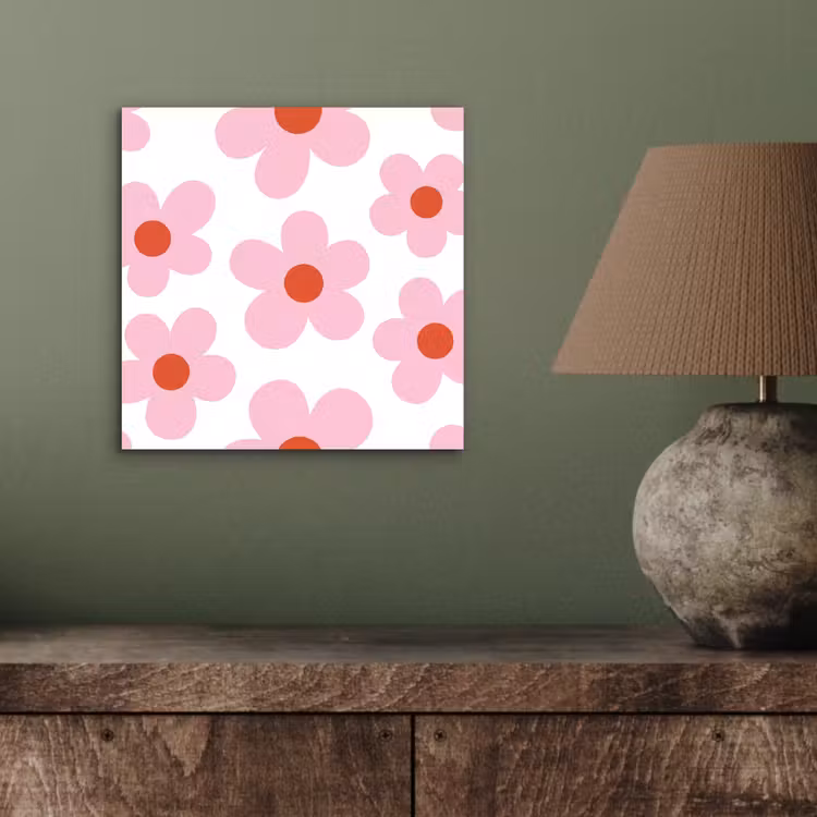 Bloemen - Patroon - Modern - Roze - Wit aluminium wit klein -sfeer2
