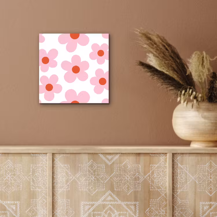 Bloemen - Patroon - Modern - Roze - Wit aluminium wit klein -sfeer4