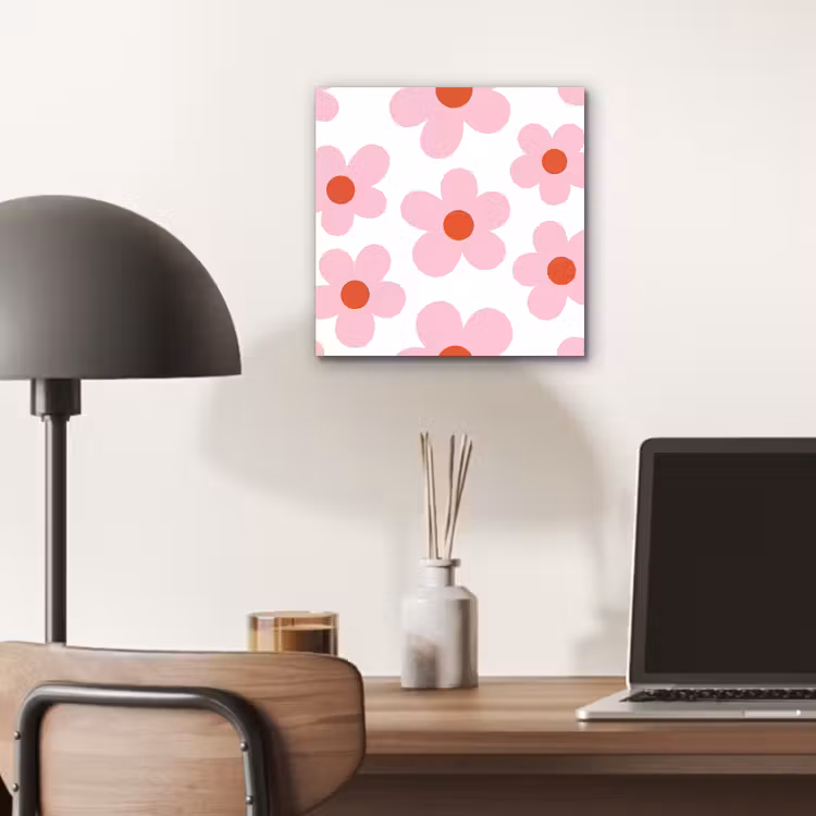 Bloemen - Patroon - Modern - Roze - Wit aluminium wit klein -sfeer5