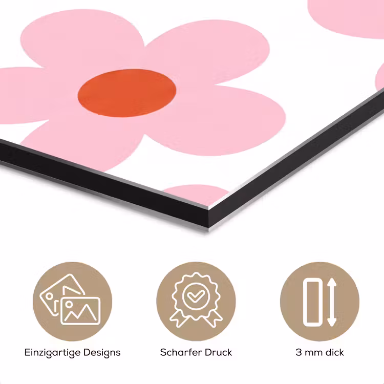 Bloemen - Patroon - Modern - Roze - Wit aluminium wit klein -closeup_DE