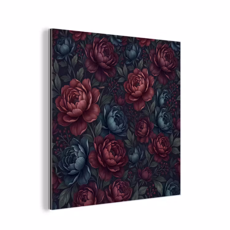 Bloemen - Patroon - Natuur - Klassiek - Donker aluminium wit klein -3d