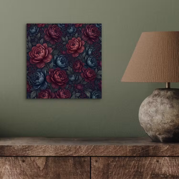 Bloemen - Patroon - Natuur - Klassiek - Donker aluminium wit klein -sfeer2