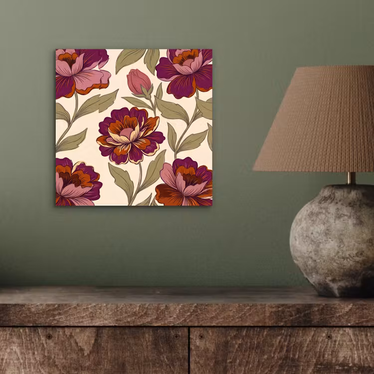 Bloemen - Patroon - Natuur - Modern - Paars aluminium wit klein -sfeer2