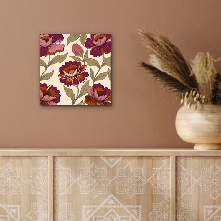 Bloemen - Patroon - Natuur - Modern - Paars aluminium wit klein -sfeer4
