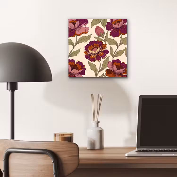 Bloemen - Patroon - Natuur - Modern - Paars aluminium wit klein -sfeer5