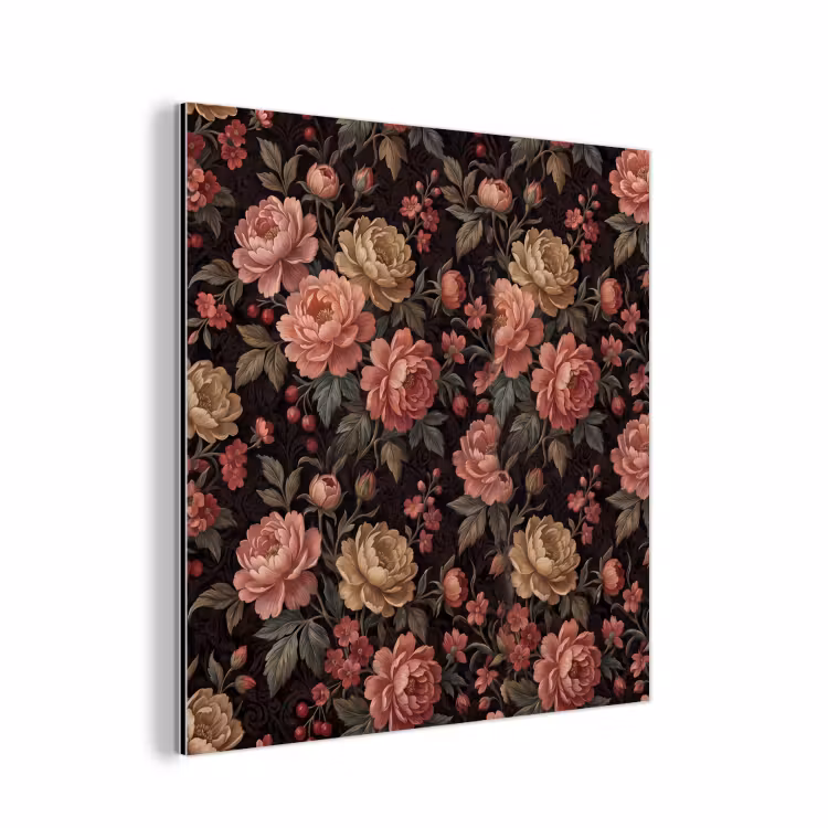 Bloemen - Patroon - Natuur - Vintage - Roze aluminium wit klein -3d