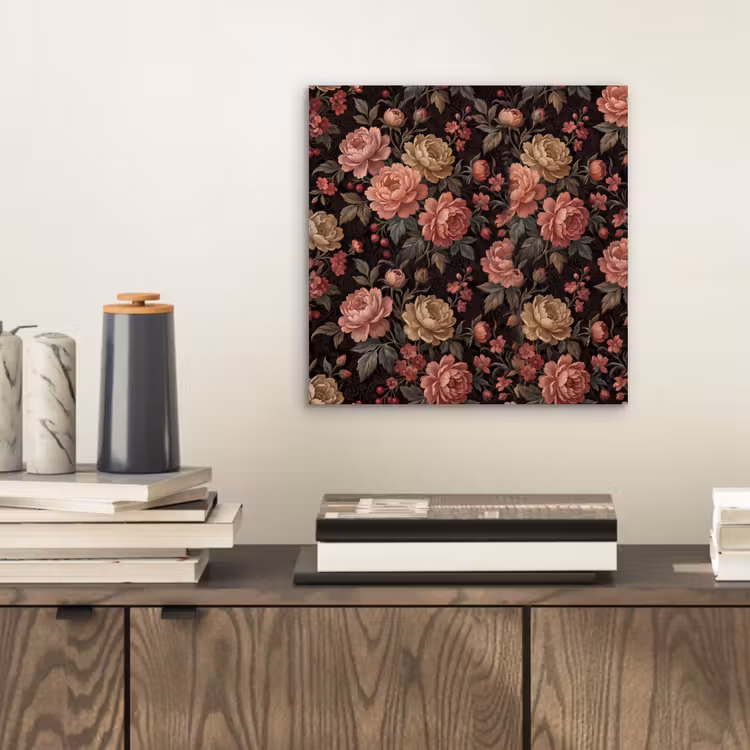 Bloemen - Patroon - Natuur - Vintage - Roze aluminium wit klein -sfeer1