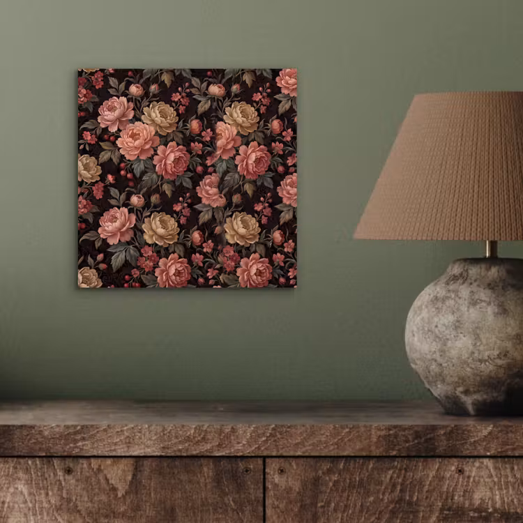 Bloemen - Patroon - Natuur - Vintage - Roze aluminium wit klein -sfeer2