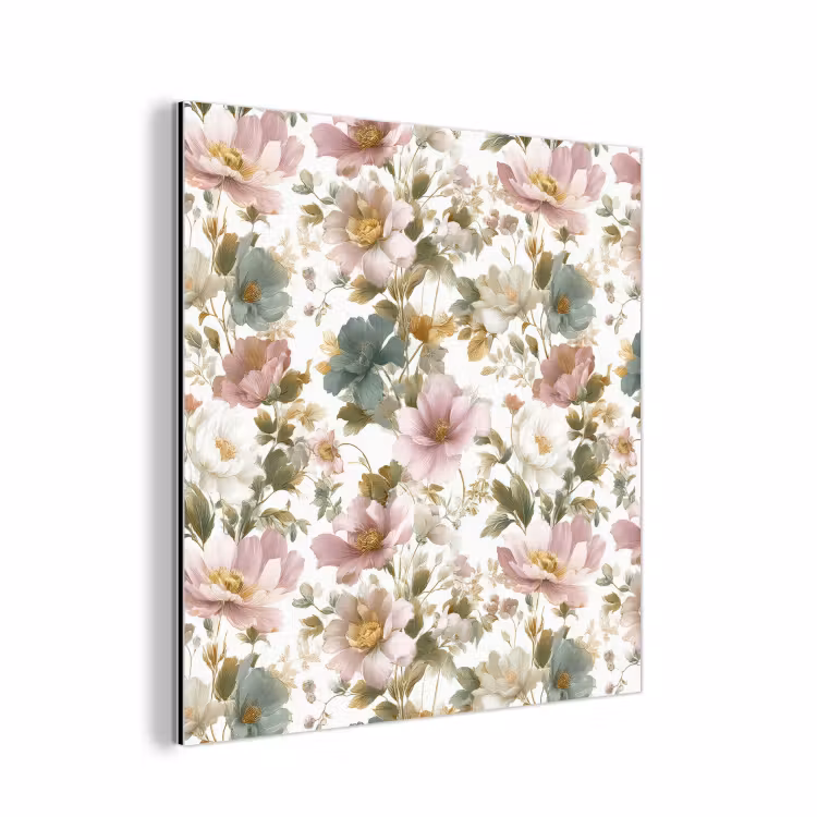 Bloemen - Patroon - Pastel aluminium wit klein 46 -3d