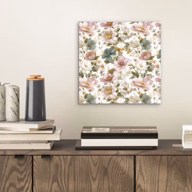 Bloemen - Patroon - Pastel aluminium wit klein 46 -sfeer1
