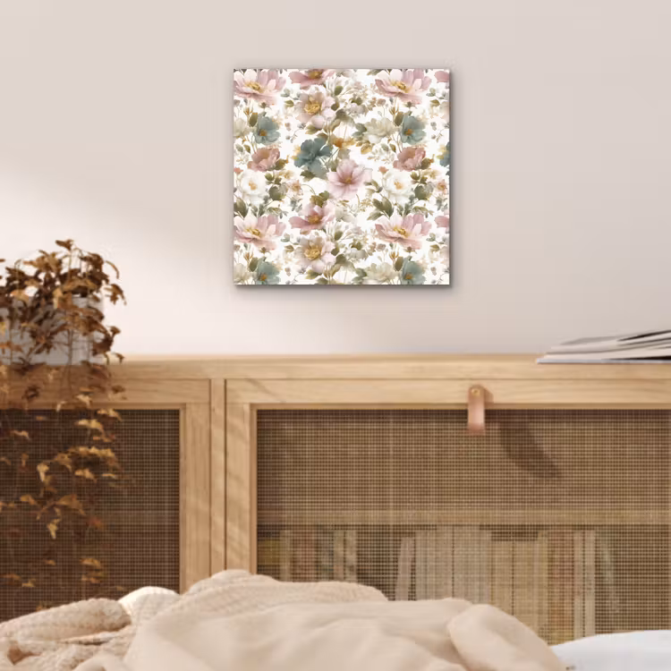 Bloemen - Patroon - Pastel aluminium wit klein 46 -sfeer3