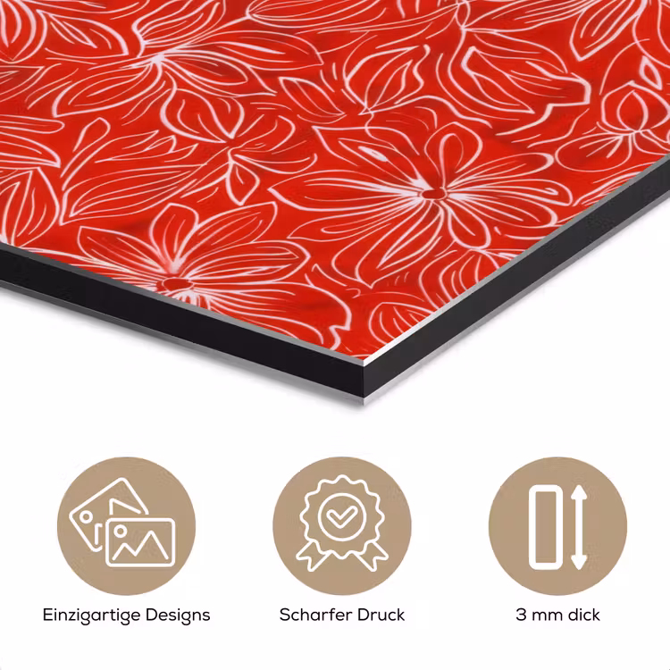 Bloemen - Patroon - Rood aluminium wit klein 46 -closeup_DE